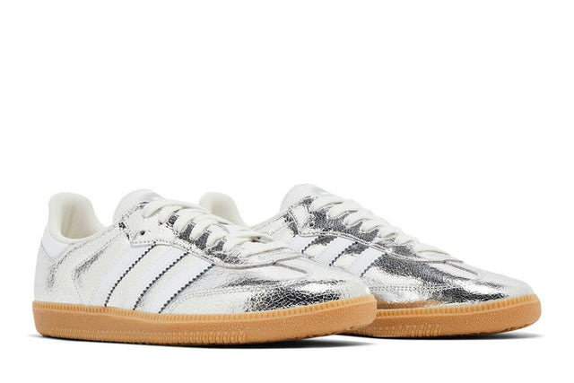 Adidas Samba OG Silver Metallic Cracked Leather - JR0035