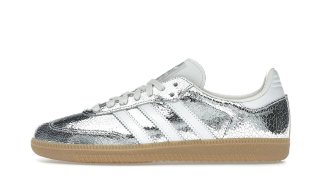 Adidas Samba OG Silver Metallic Cracked Leather - JR0035